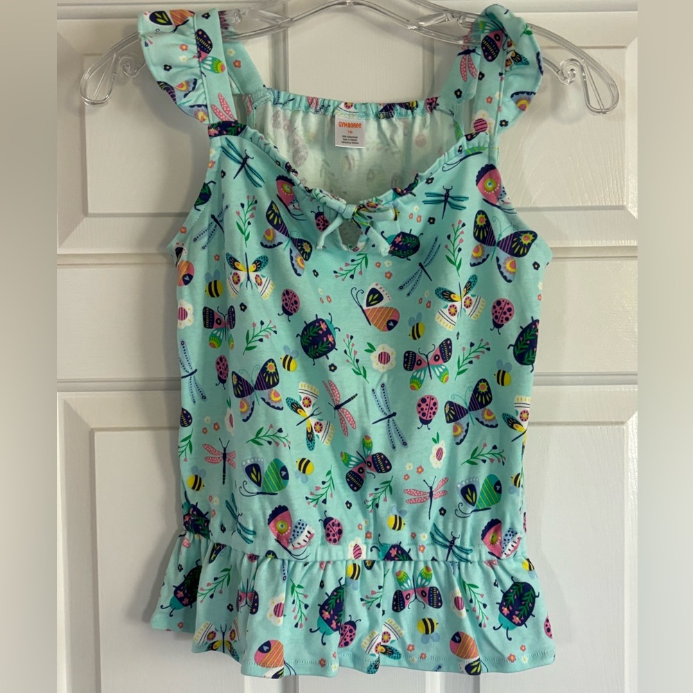 Gymboree Girls teal flutter-sleeve tank